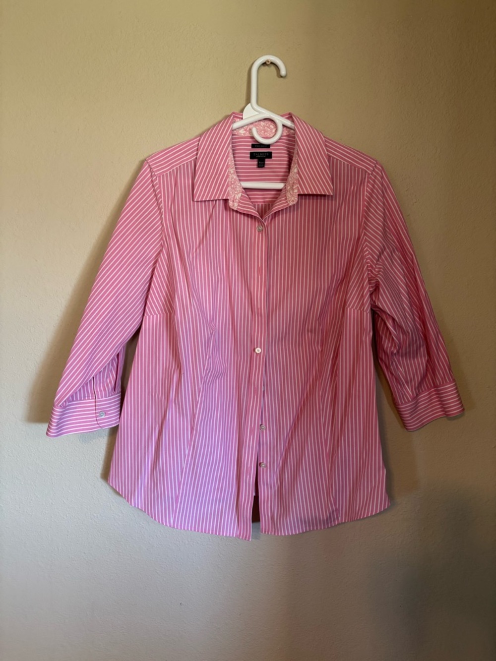 Talbot’s Pink and White Striped Button-Up Shirt